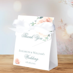 Floral rose gold greenery thank you wedding favor box