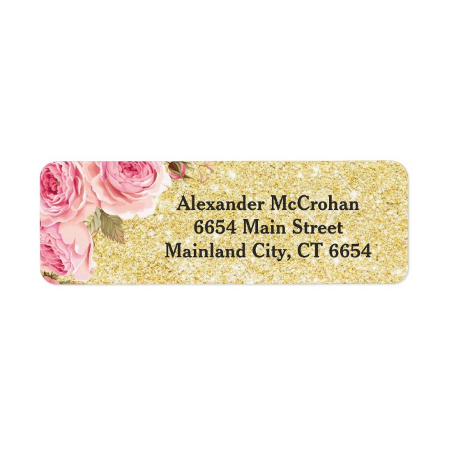 Floral Rose Gold Parties scintillant Adresse de re (Devant)