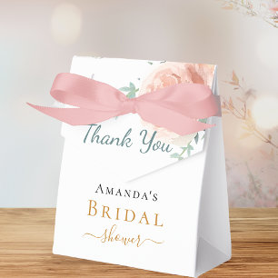 Floral rose gold pink Bridal Shower thank you Favor Box