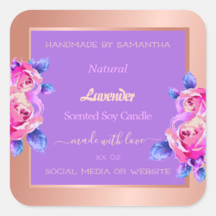 Floral Rose Gold Product Packaging Labels Purple