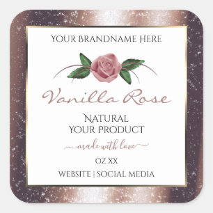 Floral Rose Gold Soft Glitter White Product Labels
