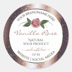 Floral Rose Gold Soft Glitter White Product Labels