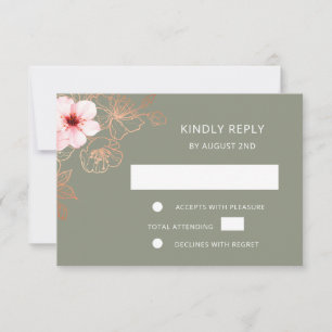 Floral Rose Gold Wedding RSVP Card