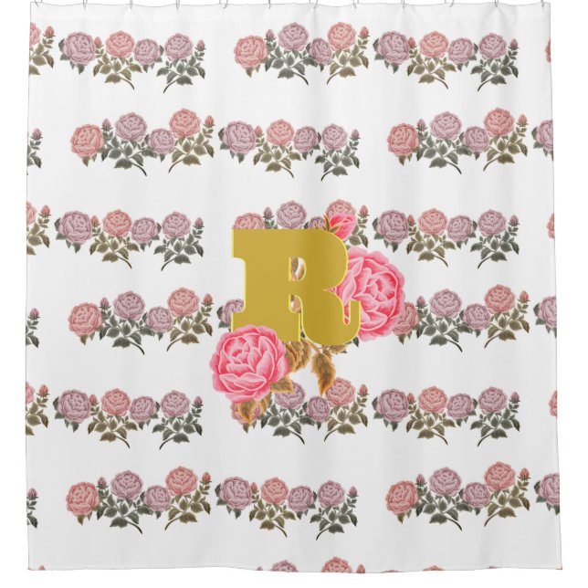 Floral Rose Initial Letter Monogram Name Couple (Front)