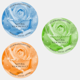 Floral Rose Light Blue Green Orange Product Labels