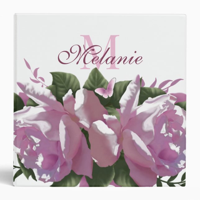 Floral rose Lilac Scrapbooking Monogramme Classeur (Devant)