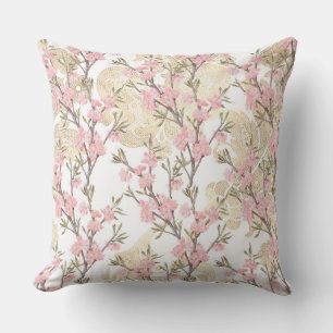 Floral rose/or/ Coussin à points Polka