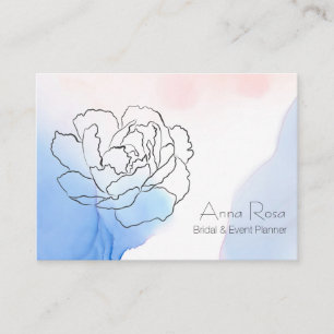 *~* Floral Rose Pastel Blue & Pink Watercolor Business Card