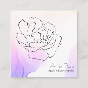 *~* Floral Rose Pastel Pink & Lavender Watercolor Square Business Card