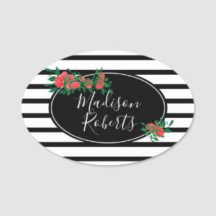 Floral Rose Personalized Name Tag