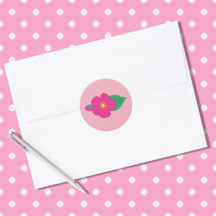 Floral Rose Pink Classic Round Sticker