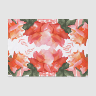 Floral Rose Pink Coral Flower Tissue Paper