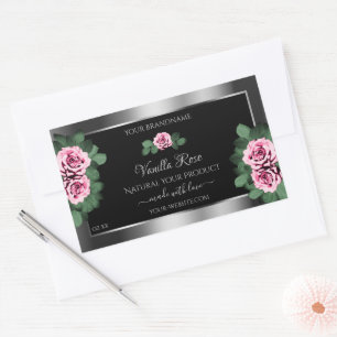 Floral rose Roses Argent et Étiquettes de produits