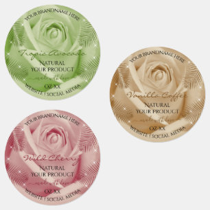Floral Rose Rouge Brown Vert Étiquettes de produit