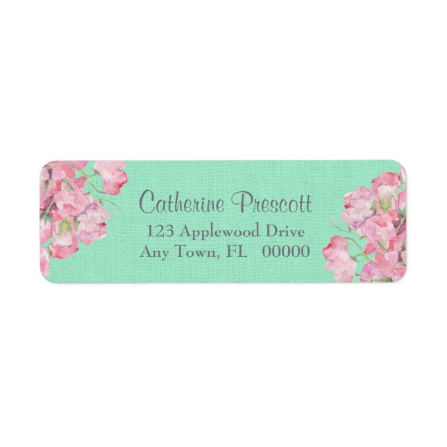 Floral rose rustique sur Burlap vert menthe (Devant)