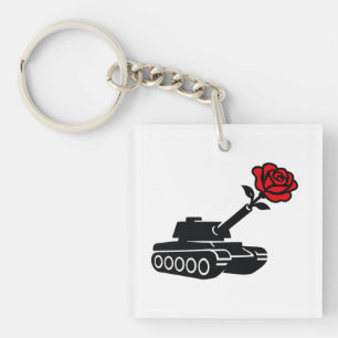 Floral Rose Tank Anti War Pacifism Keychain