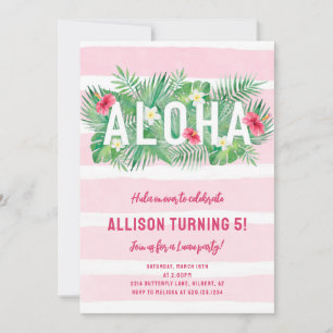 Floral rose tropical Aloha Luau Invitation d'anniv