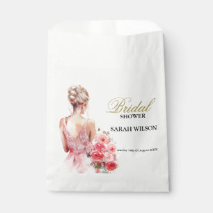 Floral Rose Watercolor Wedding Gown Bridal Shower Favour Bag