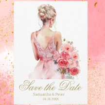 Floral Rose Watercolor Wedding Gown Bridal Shower
