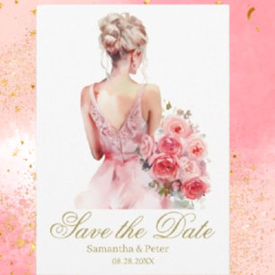 Floral Rose Watercolor Wedding Gown Bridal Shower  Invitation