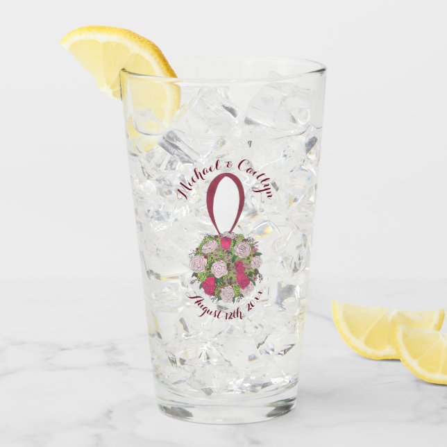 Floral Rose Wedding Bridal Shower Bouquet Favour Glass (Front Ice)