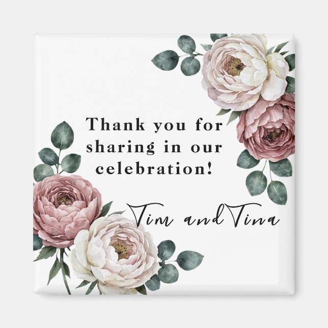 Floral Rose Wedding Favour Magnet (Front)