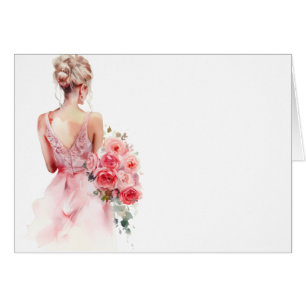 Floral Rose Wedding Gown Table card