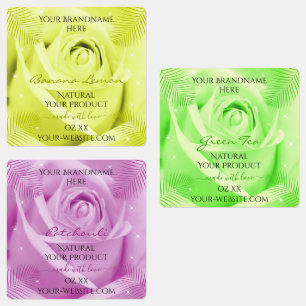 Floral Rose Yellow Green and Purple Product Labels