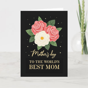 Floral Roses Black Backdrop Card