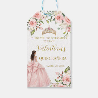 Floral Roses Blush Pink Quinceañera 15th birthday Gift Tags