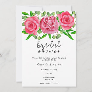 Floral roses Bridal shower  Invitation