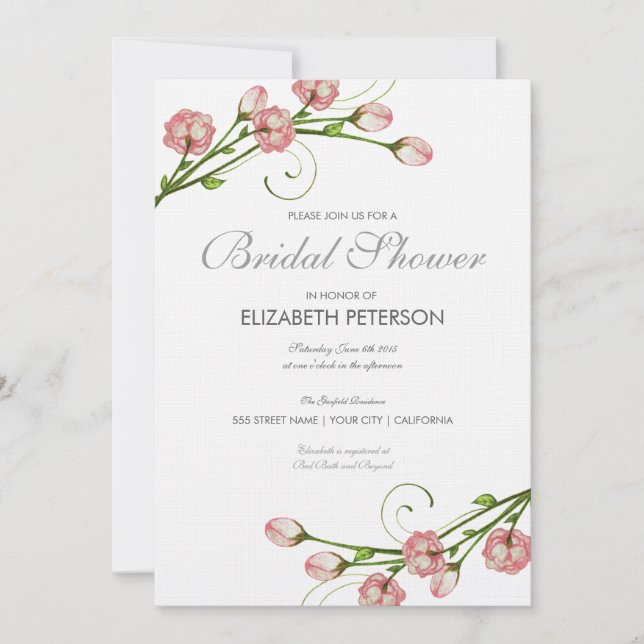 Floral Roses Bridal Shower Invitation (Front)