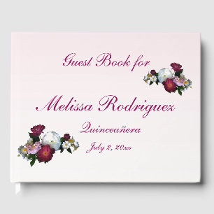 Floral Roses Garden Flowers Quinceanera Guest Book