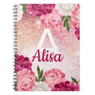 Floral roses Glitter design Notebook