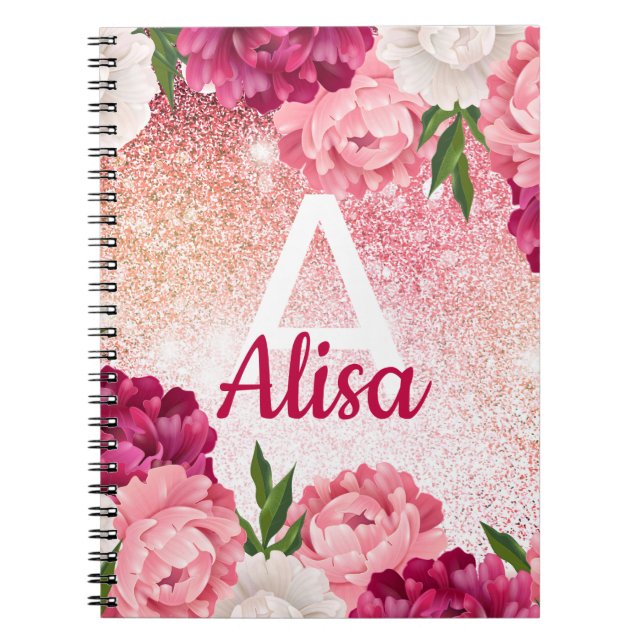 Floral roses Glitter design Notebook (Front)
