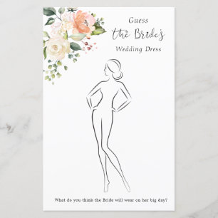 Floral Roses Guess The Dress Bridal Shower Game