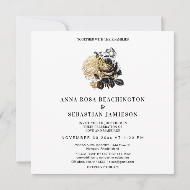 ~* Floral Roses PHOTO AR8 RSVP Wedding Invitation (Front)