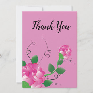 Floral Roses Pink Thank You Card