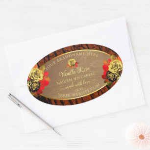 Floral Roses Product Labels Wood Grain Tree Bark
