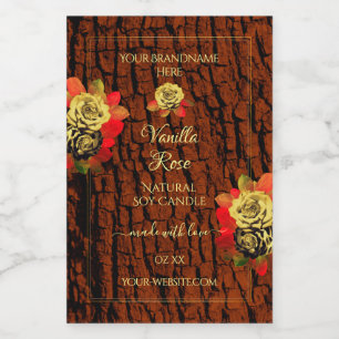 Floral Roses Product Labels Wood Grain Tree Bark