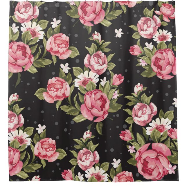 floral,roses,red,black,background,shabby chic,pink (Front)