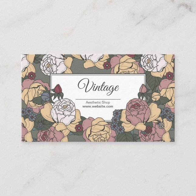 Floral Roses Vintage Business Card (Front)