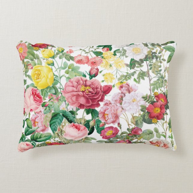 Floral Roses Vintage Spring Garden  Accent Pillow (Front)