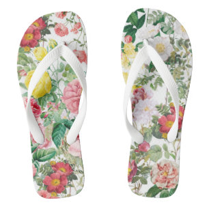 Floral Roses Vintage Spring Garden Flip Flops