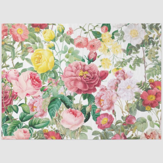 Floral Roses Vintage Spring Garden    Tissue Paper (Front)