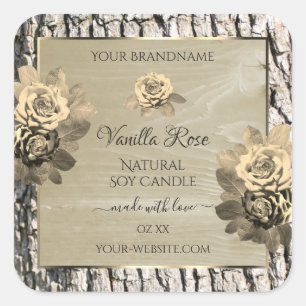 Floral Roses Wood Grain Tree Bark Product Labels