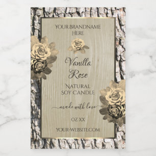 Floral Roses Wood Grain Tree Bark Product Labels