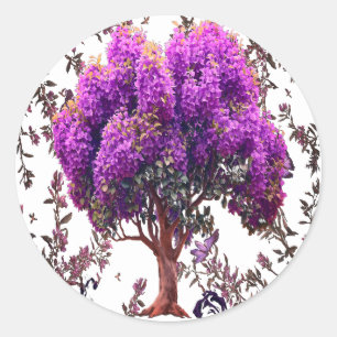 Floral ROSY TREE Classic Round Sticker