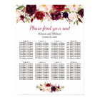 Floral rouge Bourgogne 8 tables Tableau Mariage de