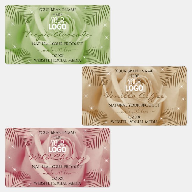 Floral Rouge Brown Vert produit Logo Étiquette (Groupe)